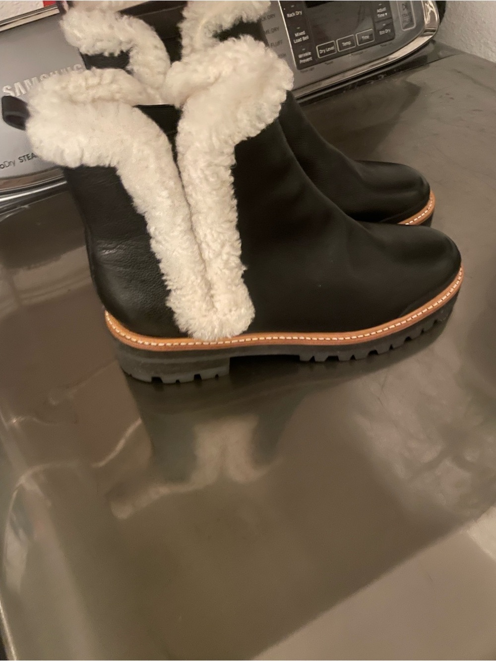 Women’s Marc Fishe Black Faux-Shearling Winter Ankle Boots